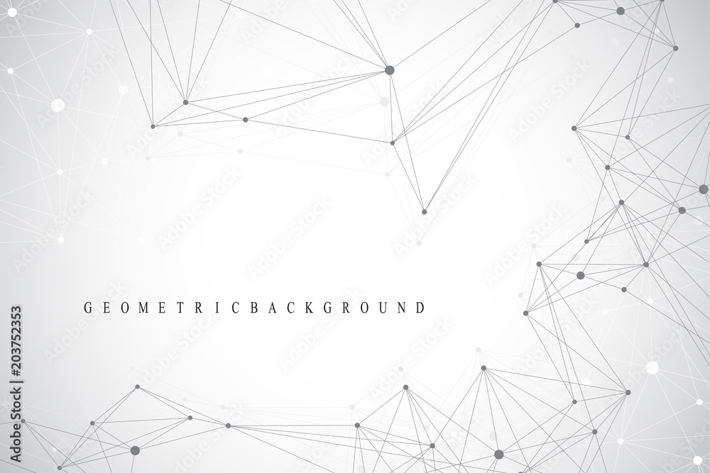 Aufkleber Big data visualization. Graphic abstract background communication. Perspective backdrop visualization. Analytical network visualization. Vector illustration.