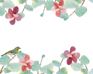 watercolor illustration of twigs and flowers