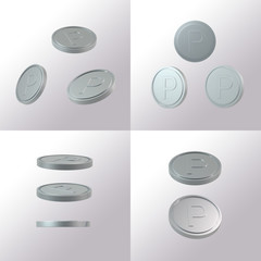Simple financial related icons, 3d object coins