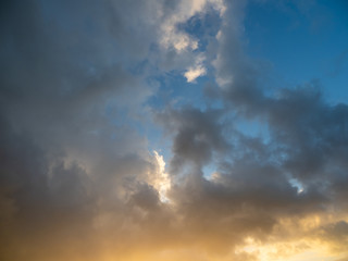 Fototapeta na wymiar strange clouds in the sky at sunset