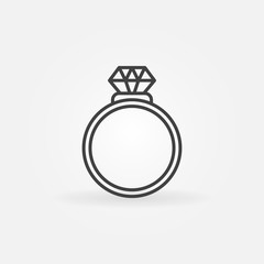 Ring with diamond outline icon. Vector engagement ring sign