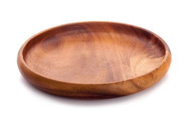 Wooden bowl isolated on white