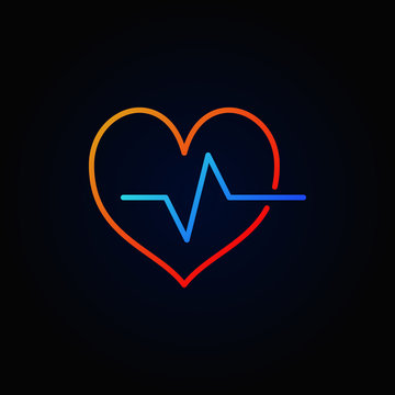 Cardiac cycle colored outline icon. Vector bright heartbeat sign