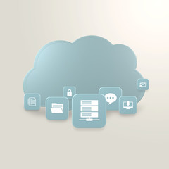 Cloud computing, data communication, 3d icon objects