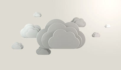 Cloud computing, data communication, 3d icon objects