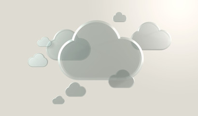 Cloud computing, data communication, 3d icon objects