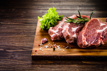 Raw pork on cutting board