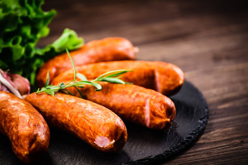Raw sausages with and vegetables