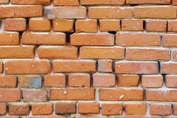 red brick wall texture grunge background with vignetted corners, may use to interior design.