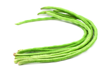 Long bean green fresh isolated on white background.