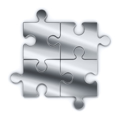 Fototapeta premium Metal puzzles on a white background. 3d render illustration.