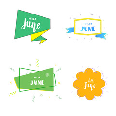 Hello June banner. Vector illustration.