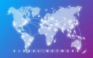 Gordijnen Global network, worldwide communication and connections, interna © rikkyal