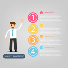 Business data infographic, process chart with 4 steps, vector and illustration element