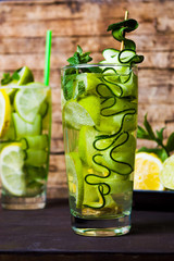 Water with cucumber parsley and lemon