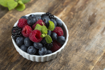 Fresh organic berries in the bowl