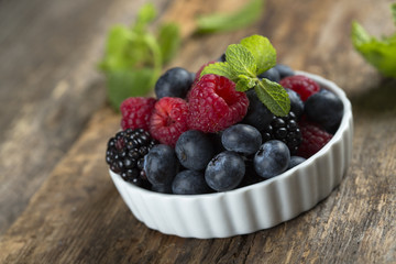 Fresh organic berries in the bowl