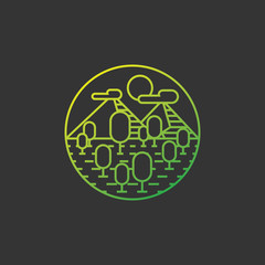 Fototapeta premium Mountain and national park simple minimalist monoline lineart logo design