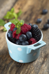 Fresh organic berries in the bowl