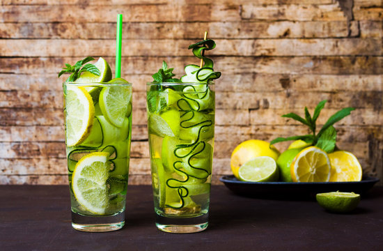 Water with cucumber parsley and lemon