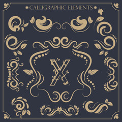 set of calligraphic design elements and page decorations