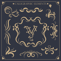 set of calligraphic design elements and page decorations