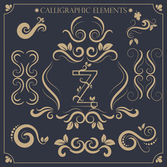 set of calligraphic design elements and page decorations