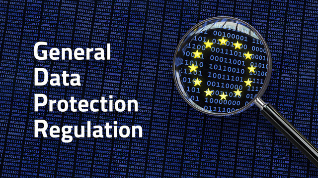 General Data Protection Regulation GDPR words - Looking at data through magnifying glass