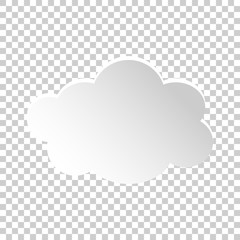 Cloud sky vector icon. Clouds with shadow flat vector illustration. Cartoon bubble business concept pictogram on isolated transparent background.