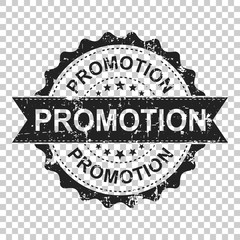 Promotion scratch grunge rubber stamp. Vector illustration on isolated transparent background. Business concept promotion stamp pictogram.