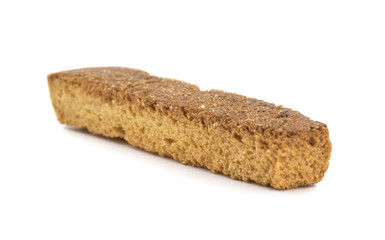 Indian Bakery Food Tea Time Sweet Dry Toast Snack Also Know As Indian Toast Snack, Toasted, Bread, Long Toast, Mawa Toast isolated on White Background