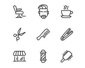 barber hand drawn icon set design illustration, hand drawn style design, designed web and app