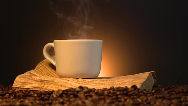 coffe cup with roasted beans