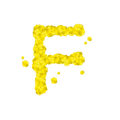 Alphabet Crystal diamond 3D virtual set letter F illustration Gemstone concept design yellow color, isolated on white background, vector eps 10