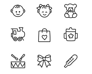 baby hand drawn icon set design illustration, hand drawn style design, designed web and app