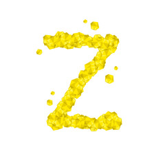 Alphabet Crystal diamond 3D virtual set letter Z illustration Gemstone concept design yellow color, isolated on white background, vector eps 10