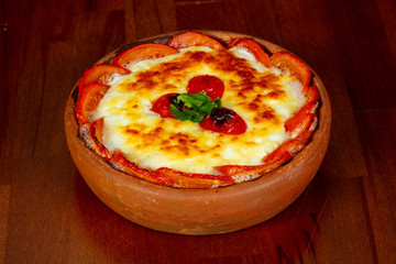 Baked meat with cheese