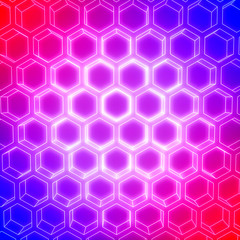 Perspective view on honeycomb. Hexagon pattern background. Isometric geometry