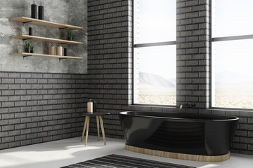Stylish black brick bathroom