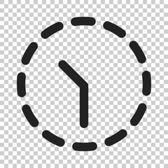 Clock time icon in flat style. Vector illustration on isolated transparent background. Business concept clock timer pictogram.