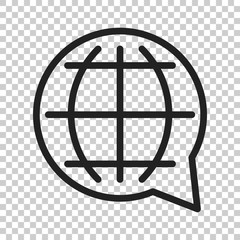 Choose or change language icon. Vector illustration on isolated transparent background. Business concept globe world communication pictogram. © Lysenko.A