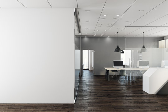 Clean office with empty wall