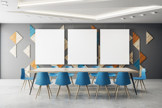 Stylish meeting room with banner