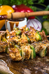 Grilled mixed skewers with herbs