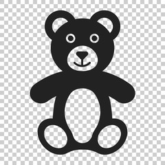 Teddy bear plush toy icon. Vector illustration on isolated transparent background. Business concept bear pictogram.