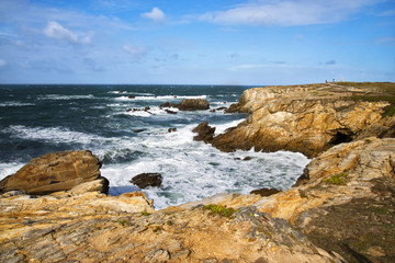 Fototapeta na wymiar Paysage de la côte sauvage de Quiberon en Bretagne 