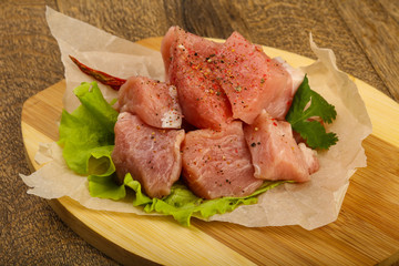 Raw pork pieces