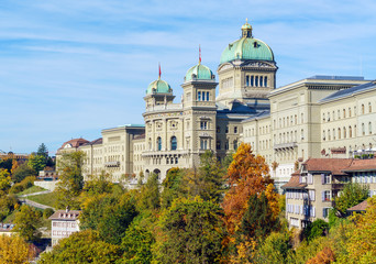 The Federal Palace (1902) or Parliament Building,  Bern, Switzerland - obrazy, fototapety, plakaty