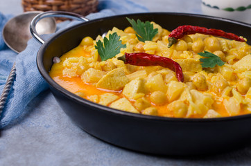 Traditional spicy soup with rice