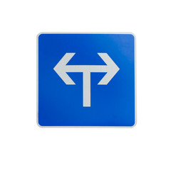 blue Traffic Signs “ Turn left and turn right “ on White background .